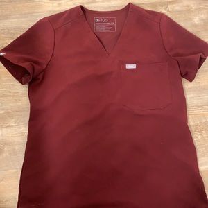 Figs-Catarina One-Pocket Scrub Top - XS / Burgundy